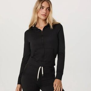 NWT Vuori Halo Mini Full Zip Hoodie, Black Heather, Medium